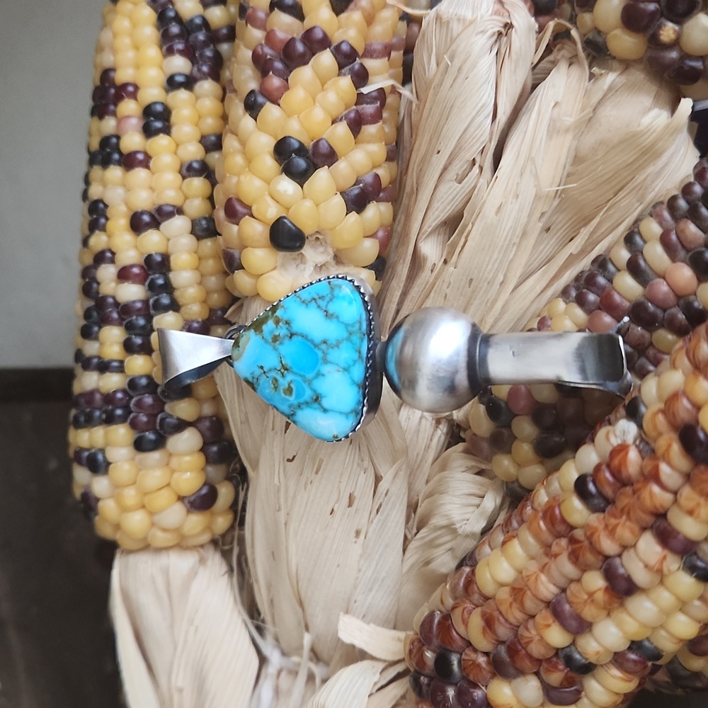 Incredible NWOT Native American Navajo Golden Hills Squash Blossom Pendant 💙🩵